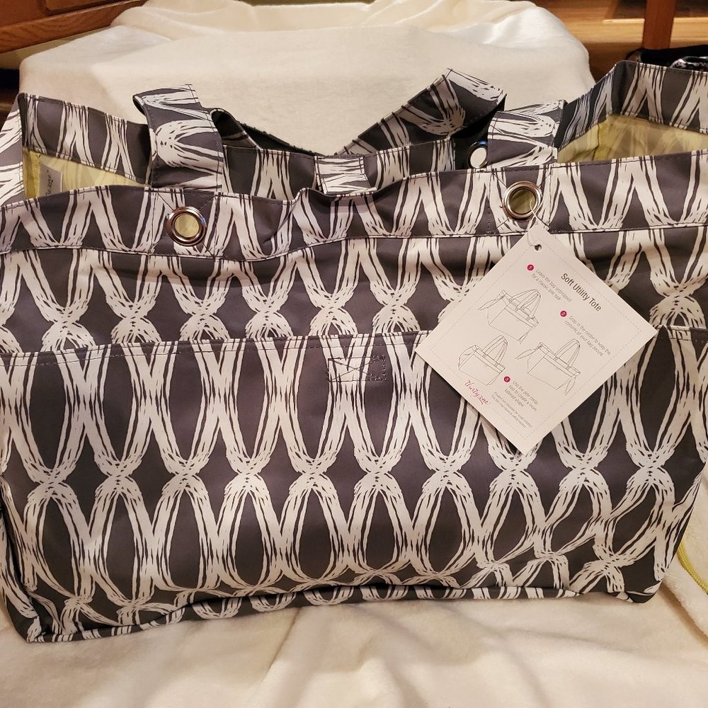 Thirty-One Soft Utility Tote - Charcoal Links